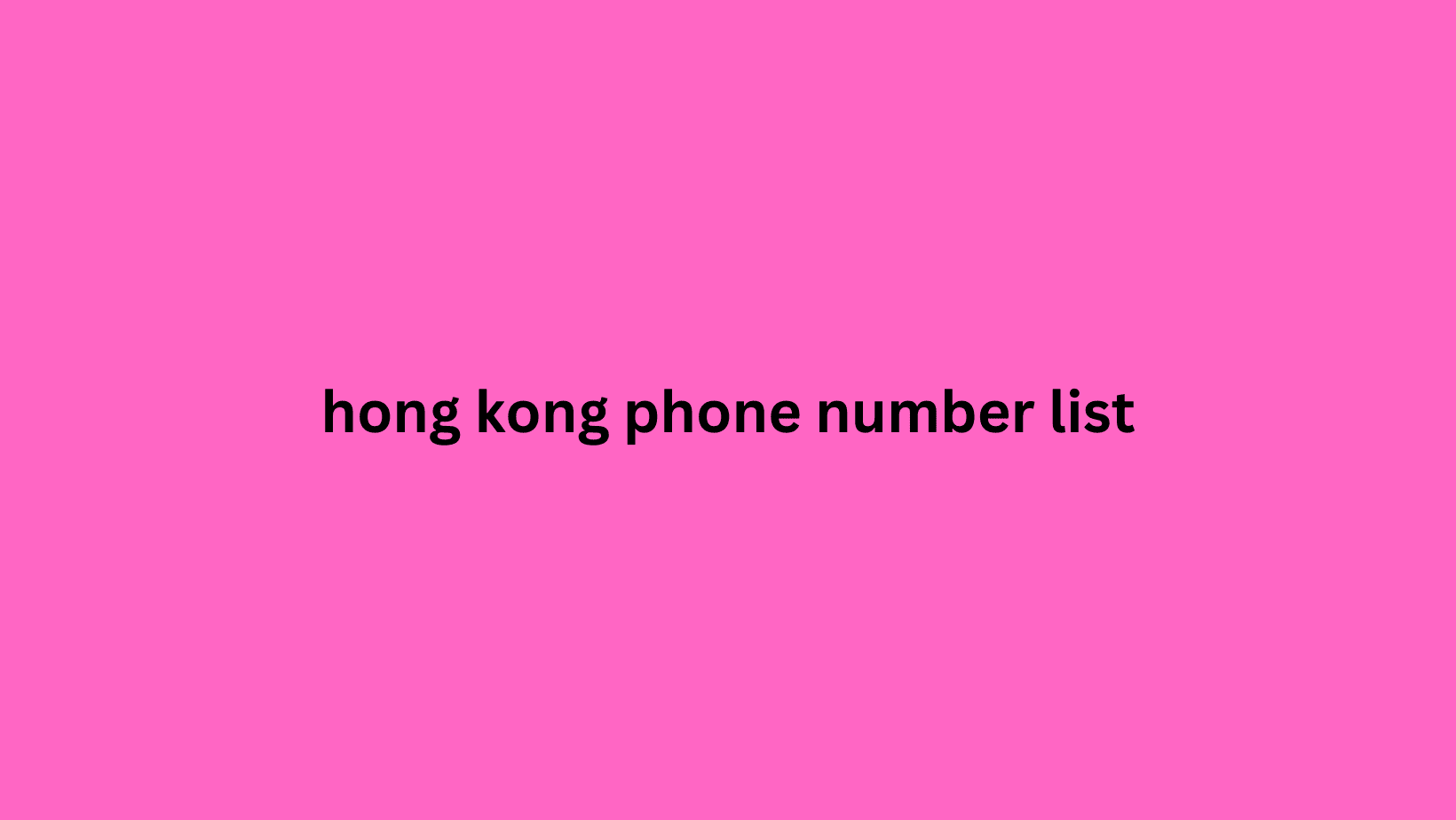 hong kong phone number list