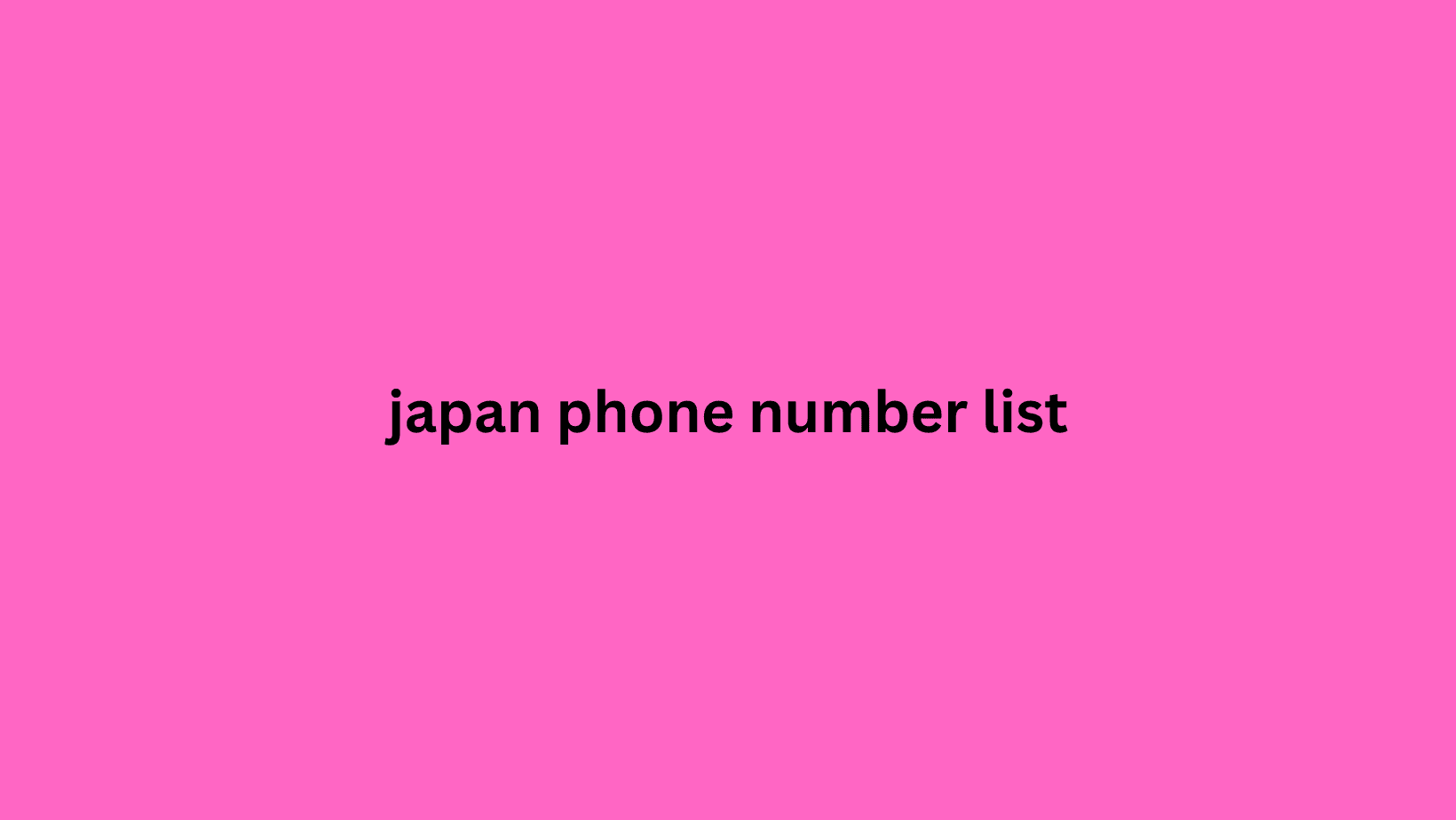 japan phone number list